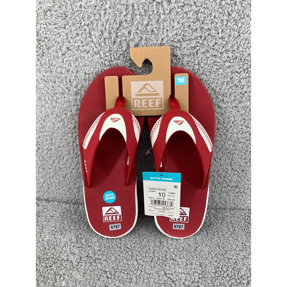 Reef Fanning Pregame Crimson White Flip Flops CJ6402 Men's Sz 10
